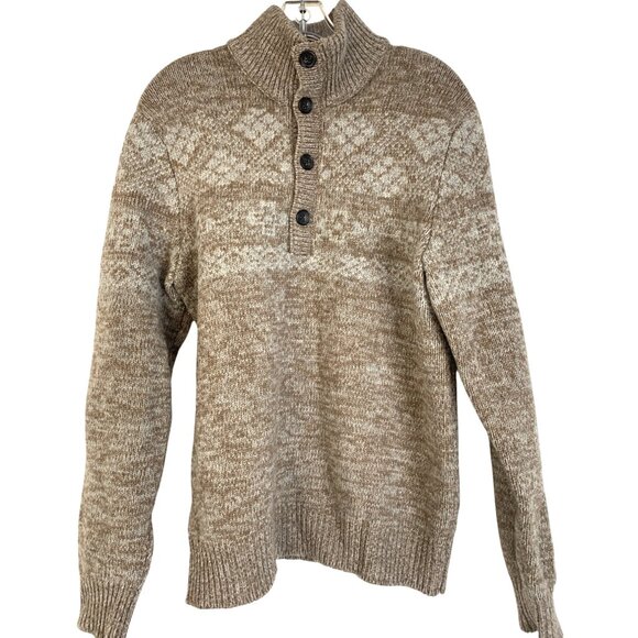 Banana Republic Merino Wool Henley Sweater Fair Isle RK10652 EUC Pullover - Picture 2 of 7